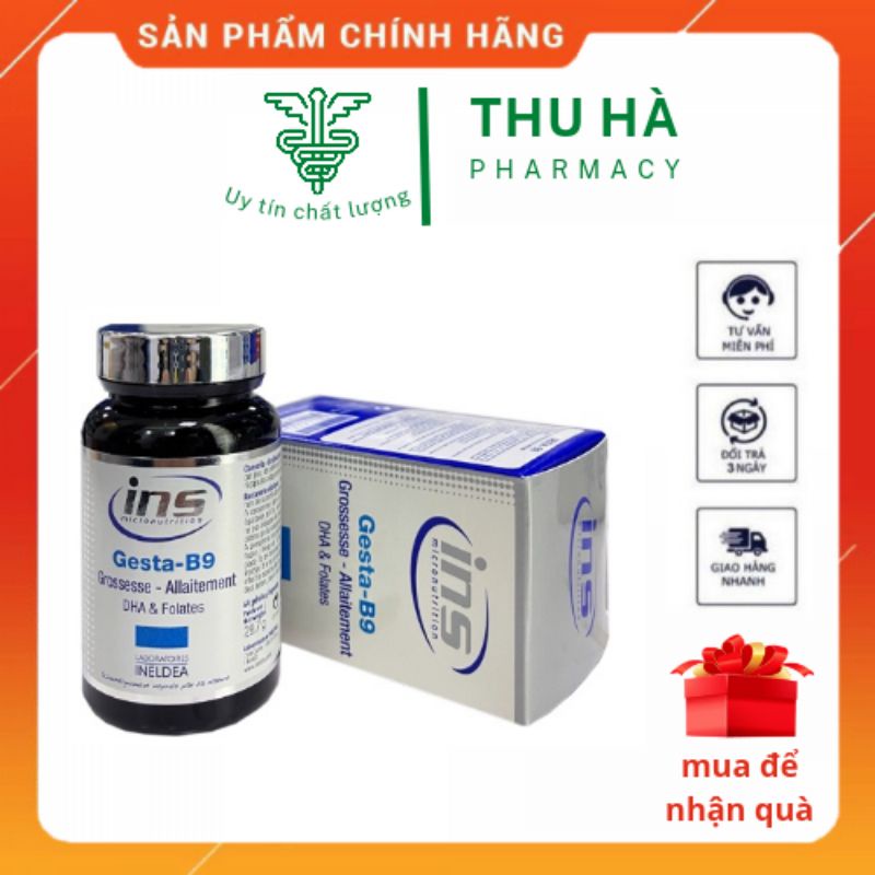Viên uống bổ sung vitamin tổng hợp DHA omega Gesta b9 ch phụ nữ mang thai ,cho con bú hộp 60 viên