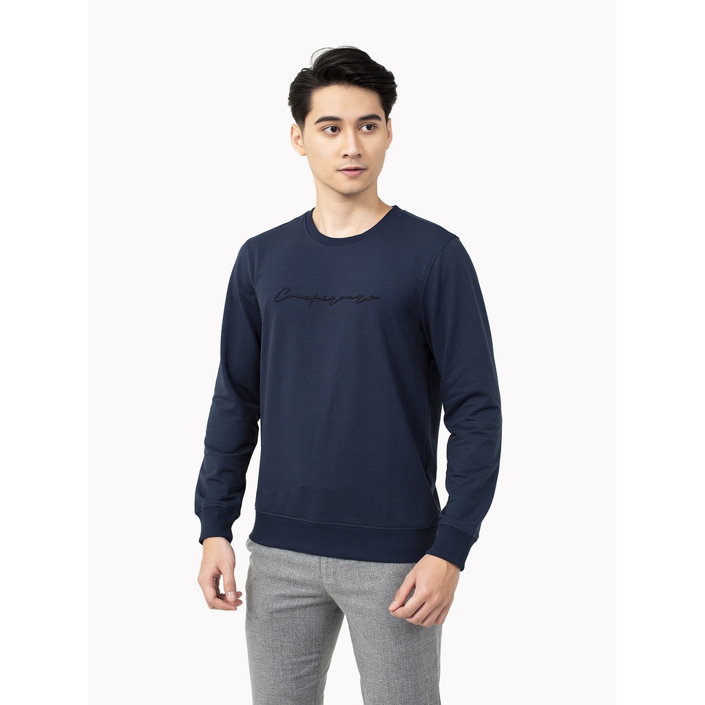 Áo thu đông nam Aristino cao cấp chữ in trước ngực from rộng chất cotton ASW023W1