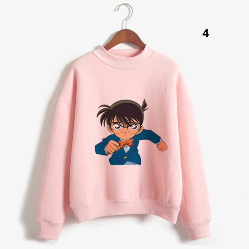 Mới áo sweater cổ cao in hình thám tử Conan