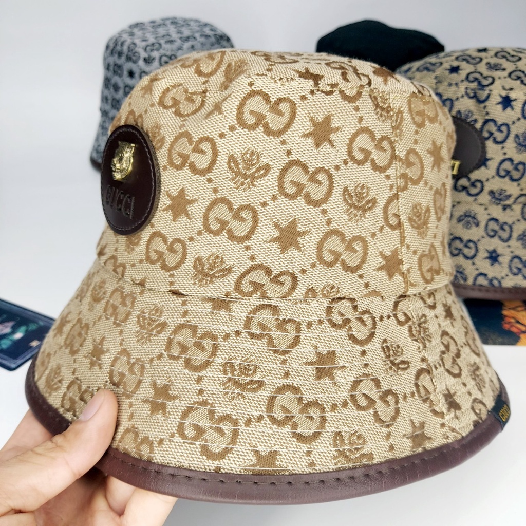 Mũ bucket vành tròn , logo da nổi hổ sắt chất liệu đồng họa tiết cực đẹp