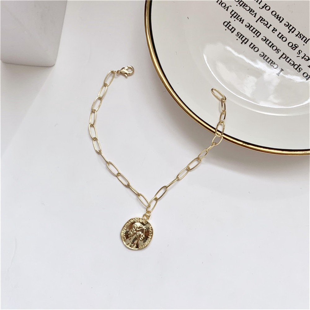 Vòng Tay Mặt Hình Đồng Xu Phong Cách Hàn Quốc