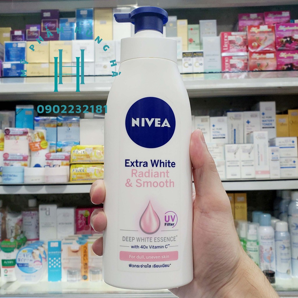 Dưỡng thể Nivea, sữa dưỡng trắng da toàn thân, màng lọc tia UV Nivea Extra White 400ml