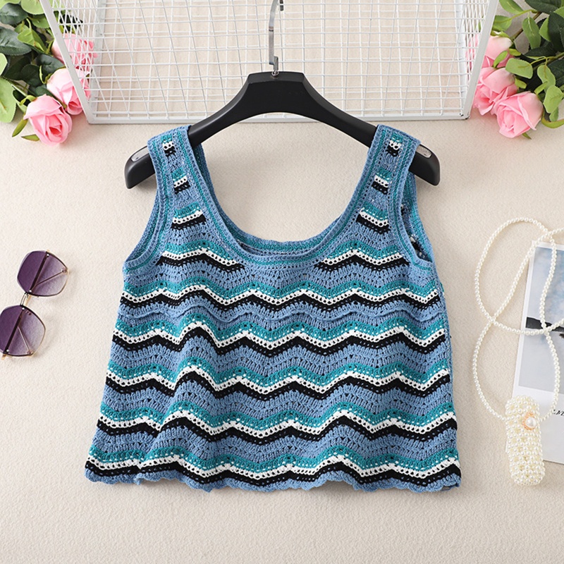 Áo Croptop Sát Nách Họa Tiết Kẻ Sọc Phong Cách Retro Thời Trang Mùa Hè Cho Nữ