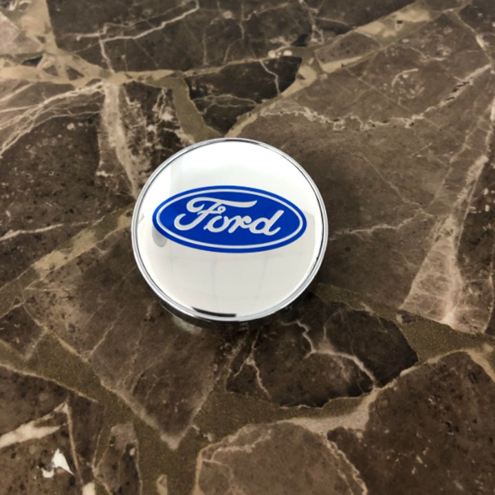 Logo chụp mâm bánh xe ô tô, xe hơi Ford FORD - 60MM: Mầu Bạc và Xanh Tím Than