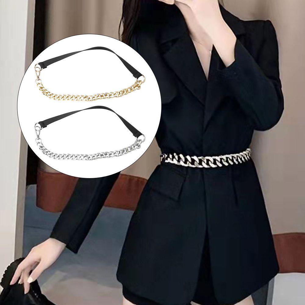 Thắt Lưng Dây Xích Kim Loại Co Giãn Phong Cách Retro Thời Trang