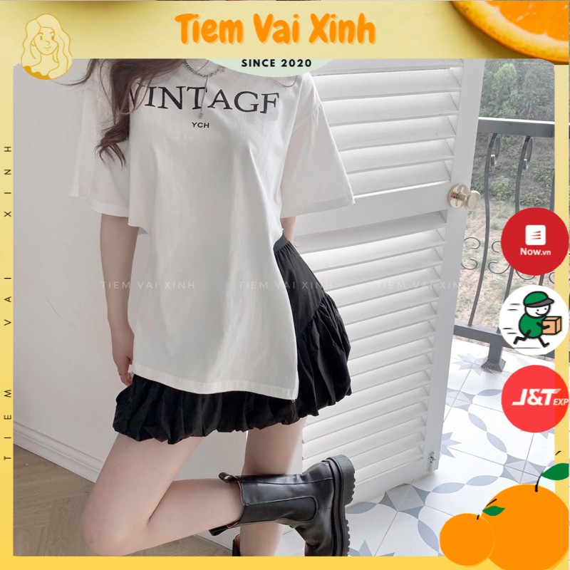 Áo Thun Phối Chân Váy Ngắn 🍊[Tiệm Vải Xinh]🍊 Set Áo Thun Khoá Kéo Mix Chân Váy Ngắn Bồng - Hàng Quảng Châu Cao Cấp