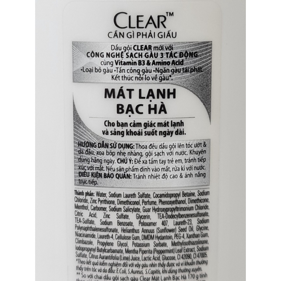 Dầu Gội Sạch Gàu CLEAR Bạc Hà Mát Lạnh 880g