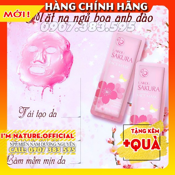 Set 2 Mặt Nạ Ngủ Laikou Sleep Mask Trà Xanh - Hoa Anh Đào - Tảo Biển - Ốc Sên