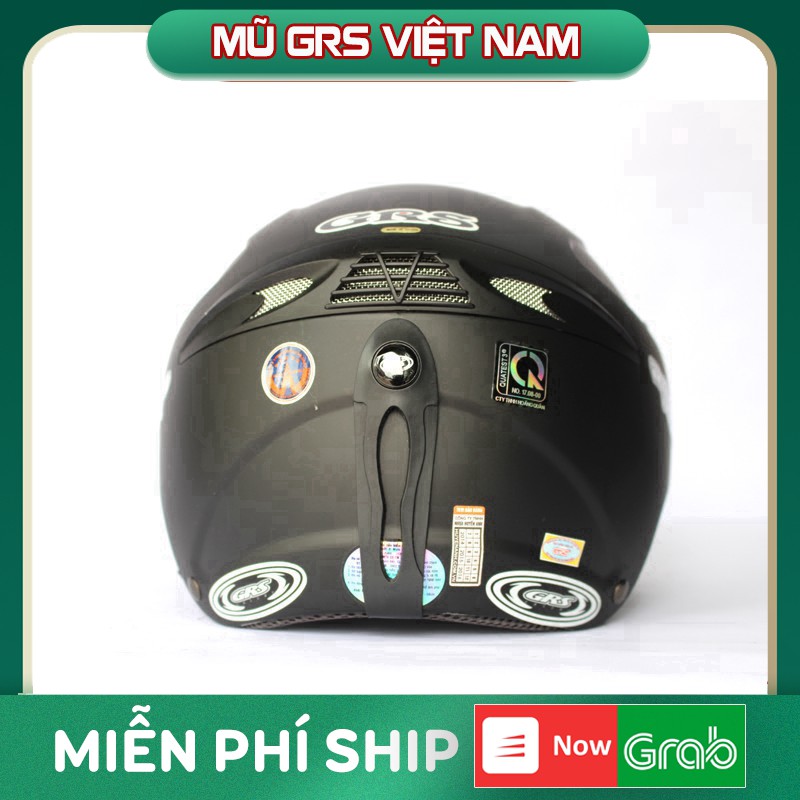 Mũ GRS A966T dấu kính (Đen nhám) - Mũ nửa đầu kính ẩn đa năng