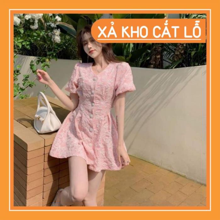 [Quần Áo Hot] Đầm nữ cổ chữ V họa tiết dập nổi thanh lịch ngọt ngào nữ tính | BigBuy360 - bigbuy360.vn