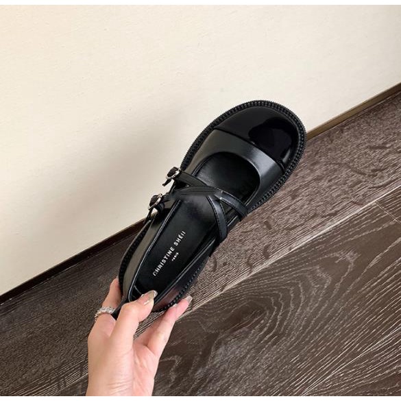 Giày Da Đế Dày Phối Màu Phong Cách Pháp Thời Trang Mùa Hè 2022 Cho Nữ