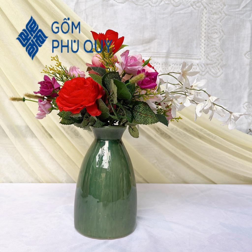 Lọ Hoa Decor 🌻 Gốm Sứ Bát Tràng 🌻 Bình Gốm Cắm Hoa,lọ Phễu Trơn Hoả Biến Gomphuquy Tm16