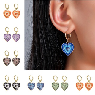 Khuyên Tai Hình Trái Tim Phong Cách Hàn Quốc Màu Sắc Thời Trang