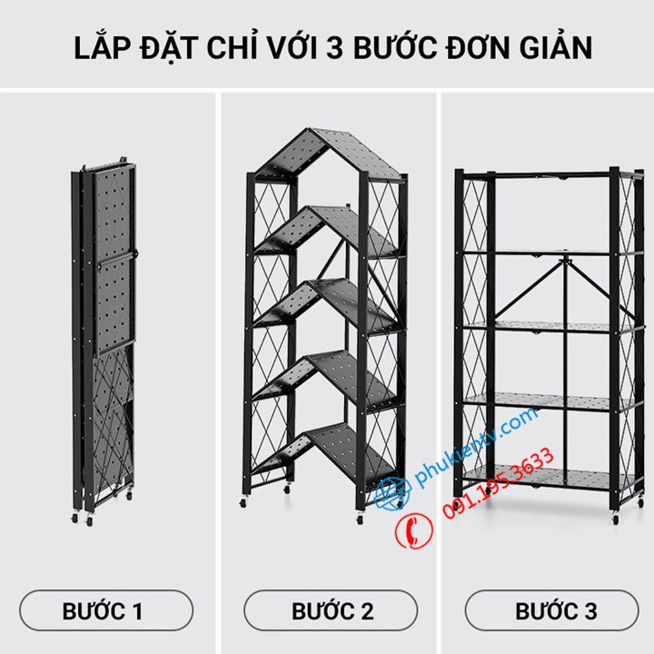 Kệ Để Đồ Đa Năng Kệ Gấp Gọn - Hàng Nhập Khẩu 3 - 4 tầng cho nhà bếp, phòng ăn, phòng tắm [ Rẻ Hơn VANDO ]