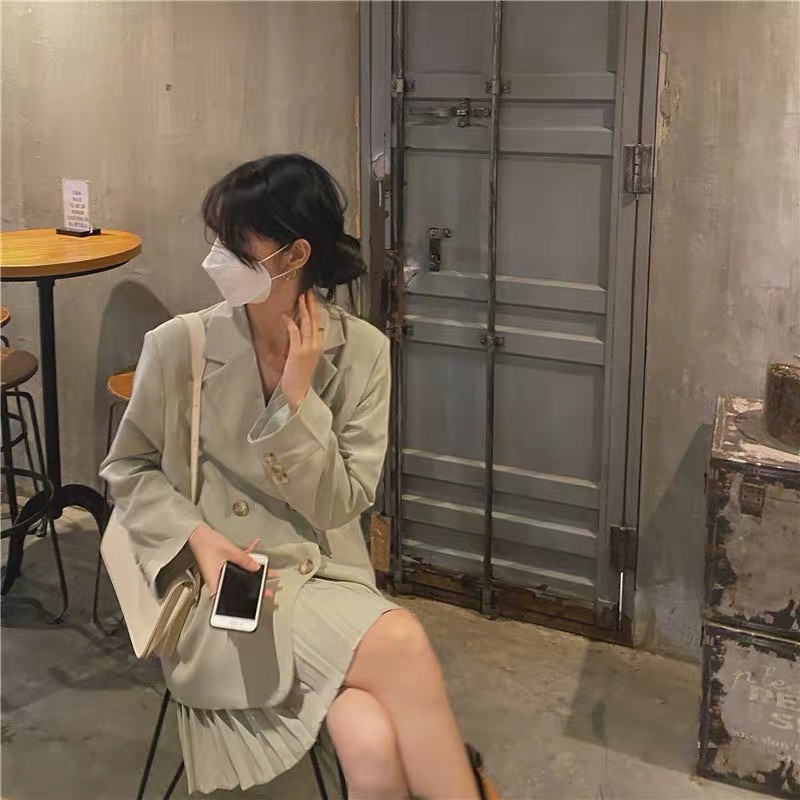 [Có ảnh thật] Set áo khoác blazer oversized + chân váy xếp ly phong cách thanh lịch SAM SAM BOUTIQUE | BigBuy360 - bigbuy360.vn