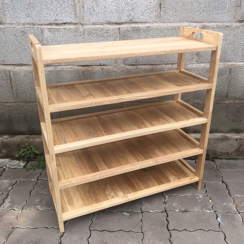 Kệ Để Giày Dép Gỗ Ngang 64cm-70cm Cao 3-4-5-6 Tầng Kèm Quai Sách