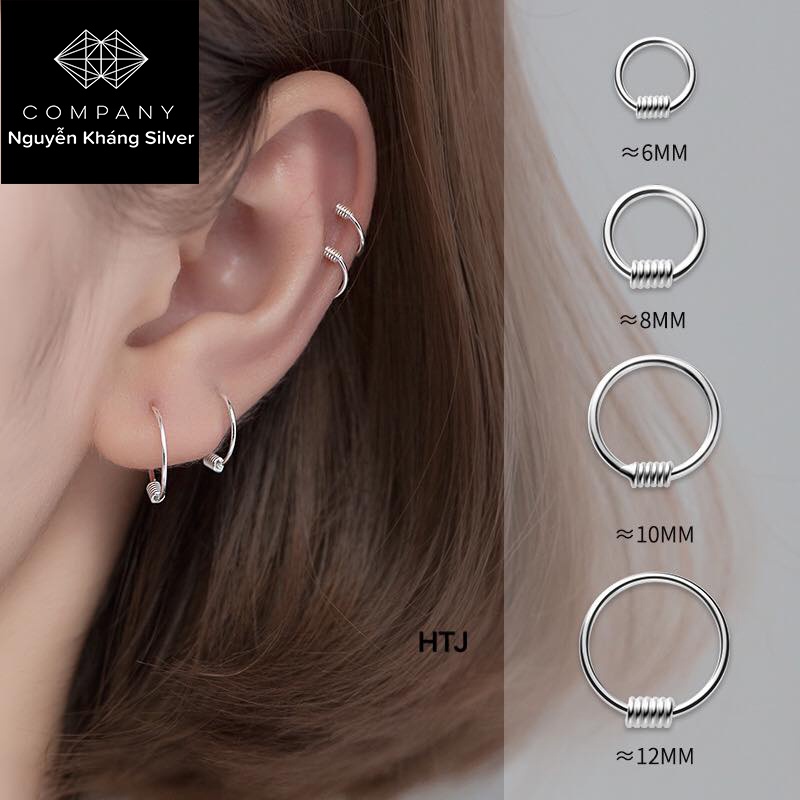 6MM 8MM 10MM 12MM MỘT CHIẾC KHUYÊN TAI BẠC TRÒN TRƠN BASIC