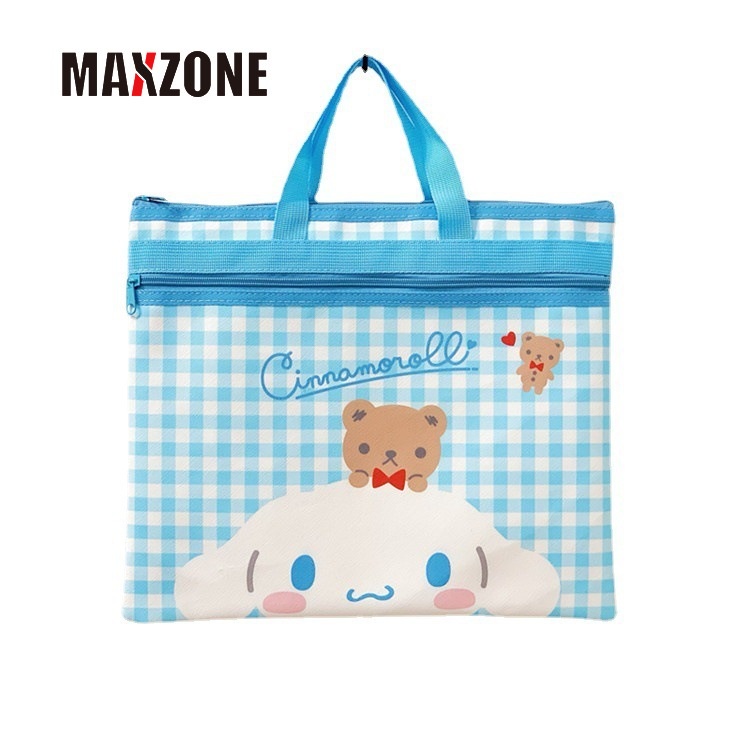 SANRIO Túi Da Đựng Tài Liệu Khổ A4 35Cm In Họa Tiết Hoạt Hình Dễ Thương Phối Khóa Kéo Tiện Dụng Cho Học Sinh