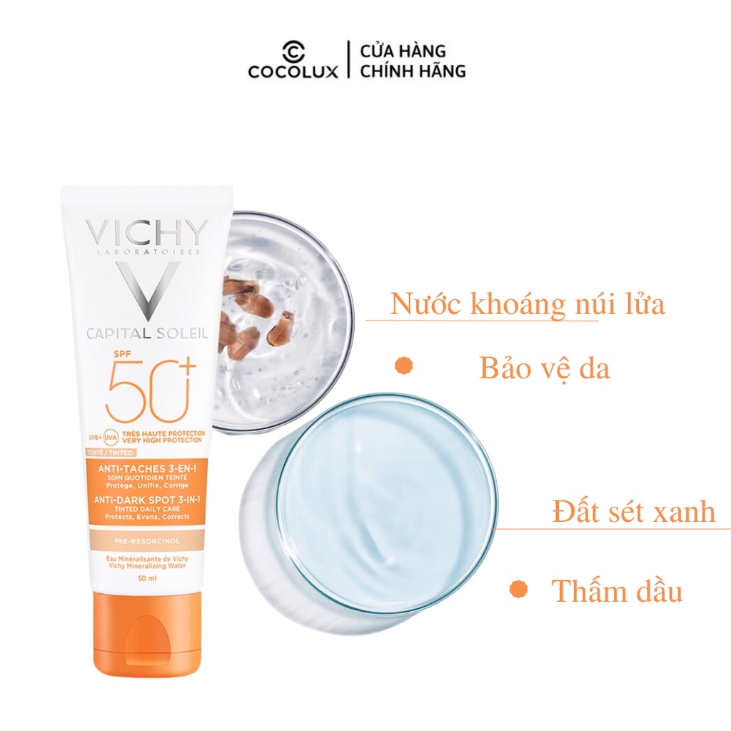 Kem Chống Nắng Vichy Giảm Mụn Capital Soleil 3in1 SPF 50+ 50ml