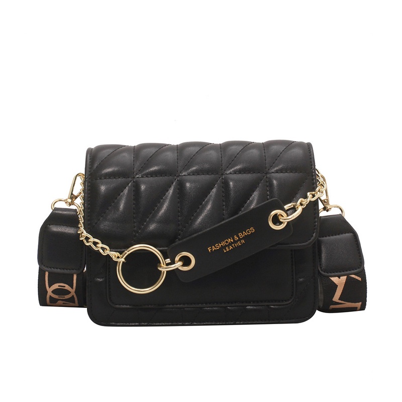 Túi đeo vai IELGY họa tiết hình thoi với quai đeo bản rộng in chữ thời trang cho nữ