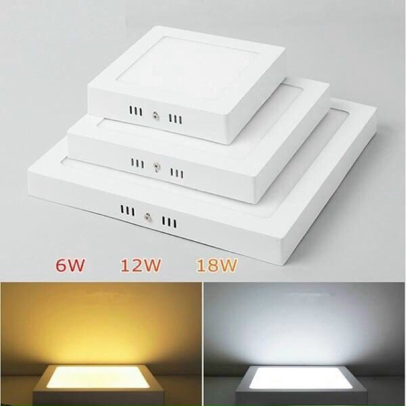 Đèn ỐP TRẦN LED GẮN NỔI 12W, 18W, 24W Vuông/ Tròn- Ốp nổi viền đen - trắng
