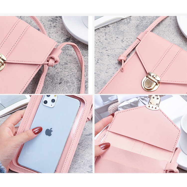 Túi ví nữ da cầm tay đeo chéo đựng điện thoại vuốt cảm ứng sang trọng cao cấp hót nhất 2024