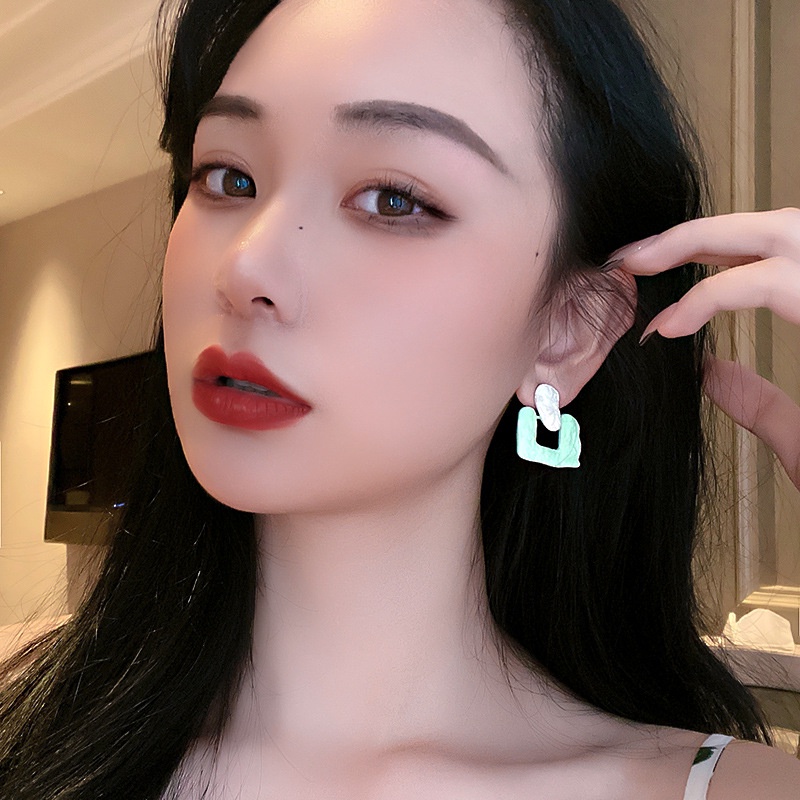 OIMG   Bông Tai Mạ Bạc 925 Kiểu Dáng Hình Học Độc Đáo Màu Sắc Độc Đáo Cho Nữ