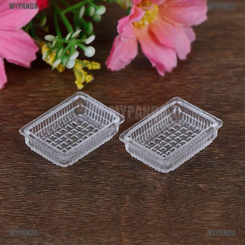 2 Khay nhựa đựng thức ăn cho nhà búp bê tỉ lệ 1:12