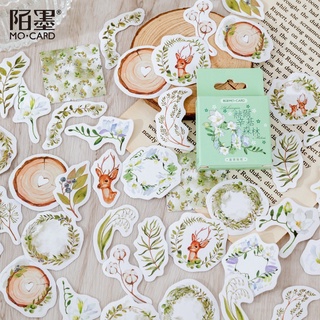 Hộp 46 chiếc sticker Hoa Trắng Xanh phong cách mùa thu vintage trang trí sổ, decor quà tặng, bullet journal