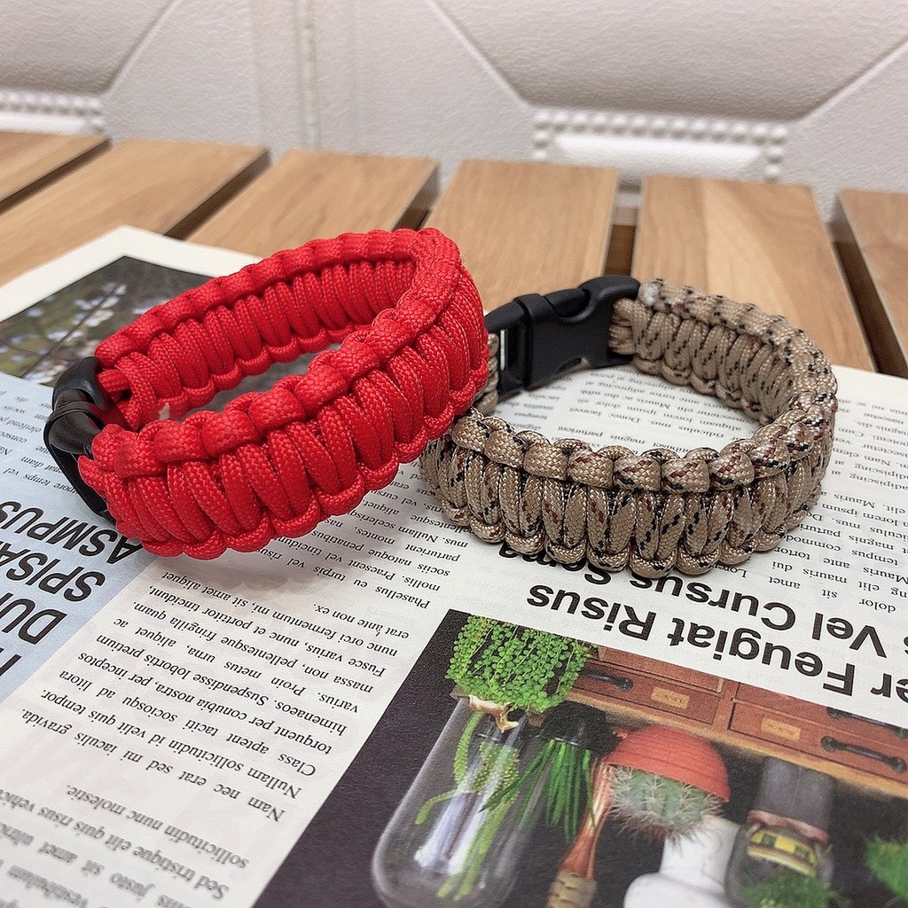 Vòng đeo tay sinh tồn Paracord handmade nam nữ chốt nhựa chốt kim loại 2P13