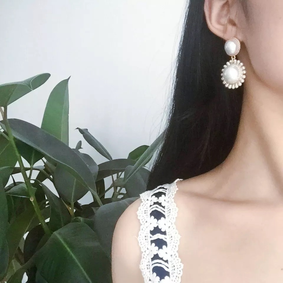 Bông Tai Ngọc Trai Phong Cách Baroque Cổ Điển