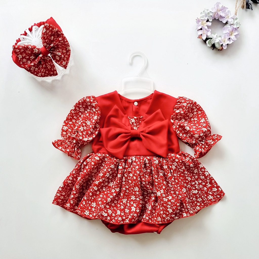 Bodysuit cho bé gái kèm mũ chất liệu cao cấp, Set body trẻ em hàng thiết kế, Bộ liền thân bé gái siêu sang, xịn Tết 2024