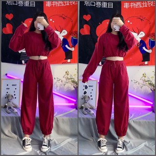 Set áo croptop + jogger pant