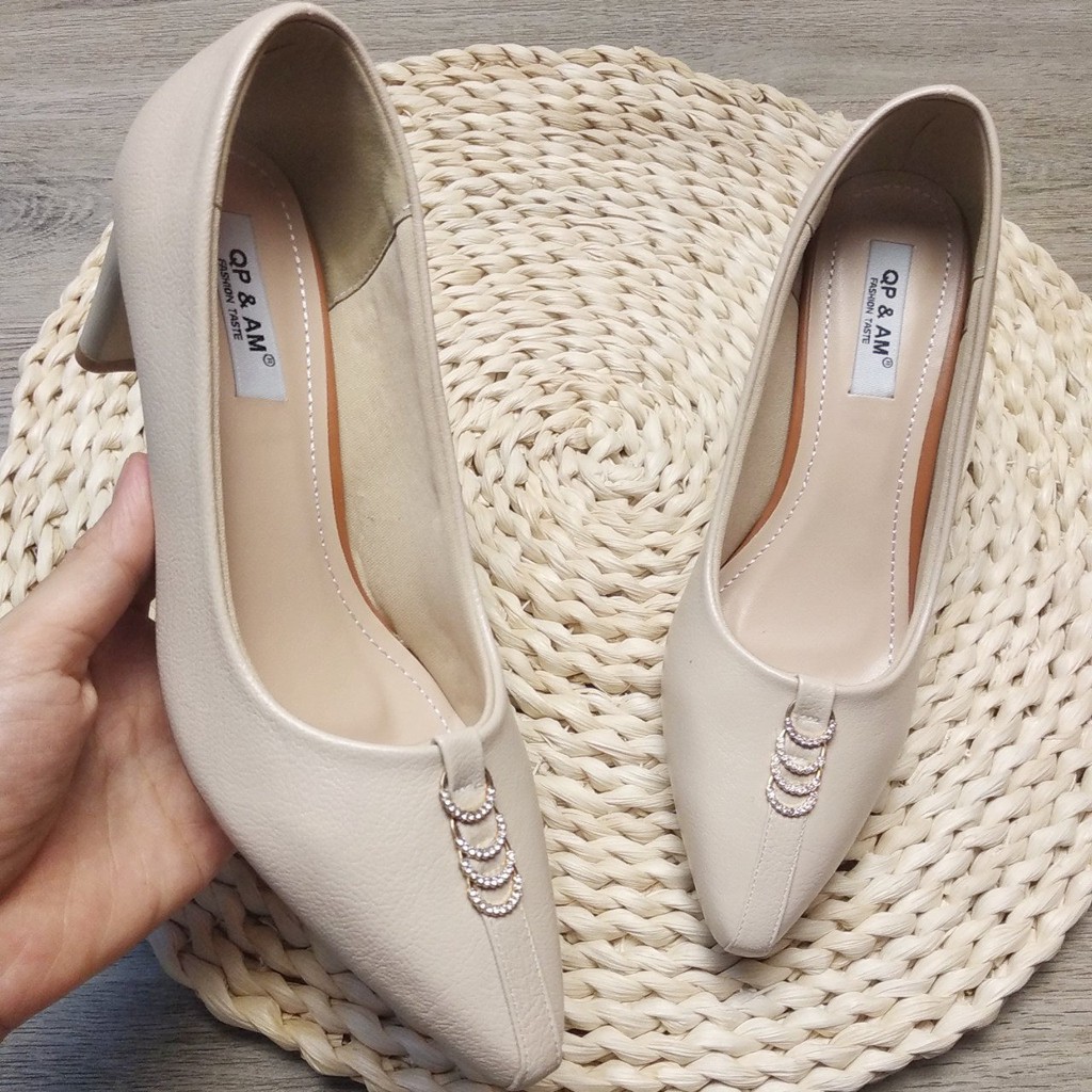 Ảnh thật - Giày cao gót đính hạt đế 6cm - Made in Vietnam