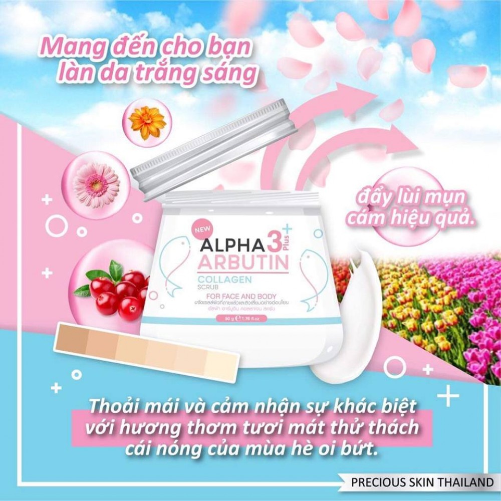 Kem Tẩy Tế Bào Chết Da Mặt Và Body Alpha Arbutin 3 Plus+ Collagen Scrub Thái Lan