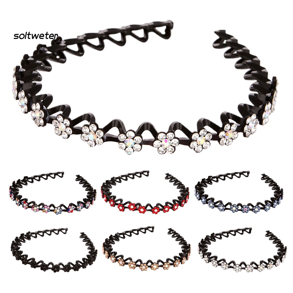 Băng Đô Cài Tóc Đính Đá Lấp Lánh Chống Trượt Thời Trang Cho Nữ