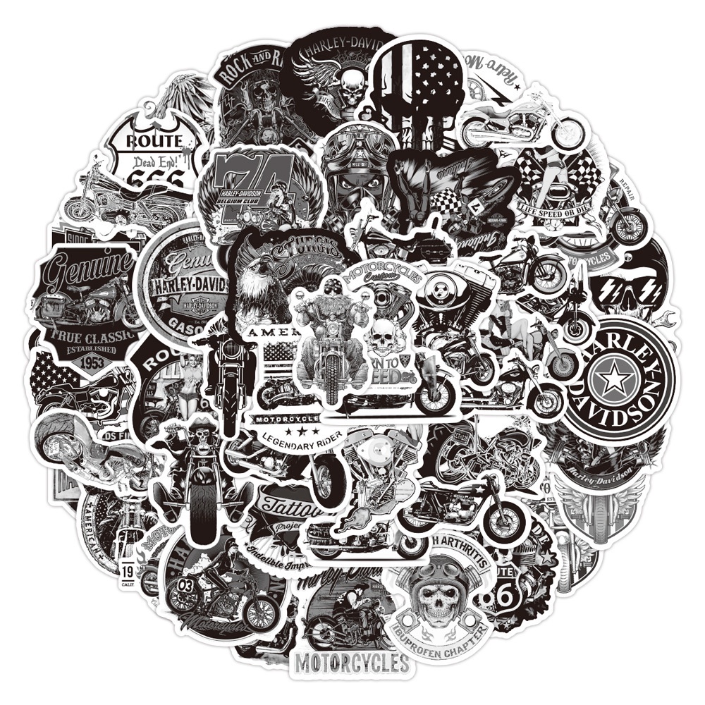 Set 50 Sticker Đầu Lâu Hoạt Hình Trang Trí Tủ Lạnh / Mũ Bảo Hiểm / Xe Mô Tô