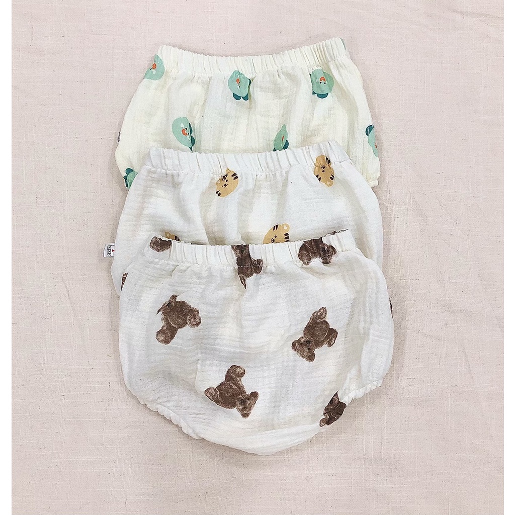 Quần cho bé, quần cho bé sơ sinh, quần đùi cho bé trai bé gái chất liệu vải muslin thấm hút mồ hôi cực tốt