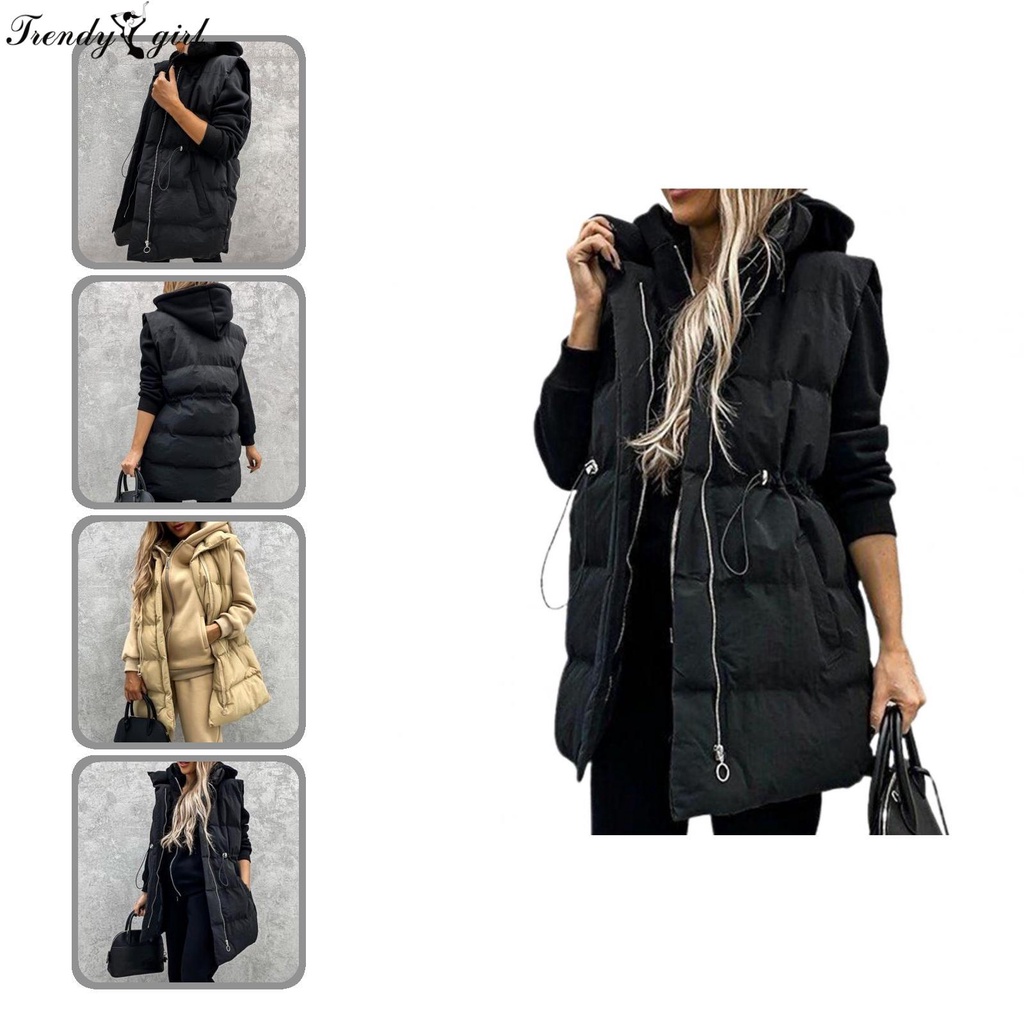 Áo khoác cardigan không tay phối khóa kéo thời trang mùa đông cho nữ
