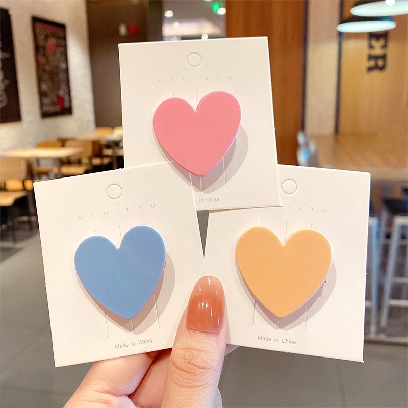 Kẹp Tóc Hình Trái Tim Màu Kẹo Phong Cách Hàn Quốc Dễ Thương Dành Cho Nữ