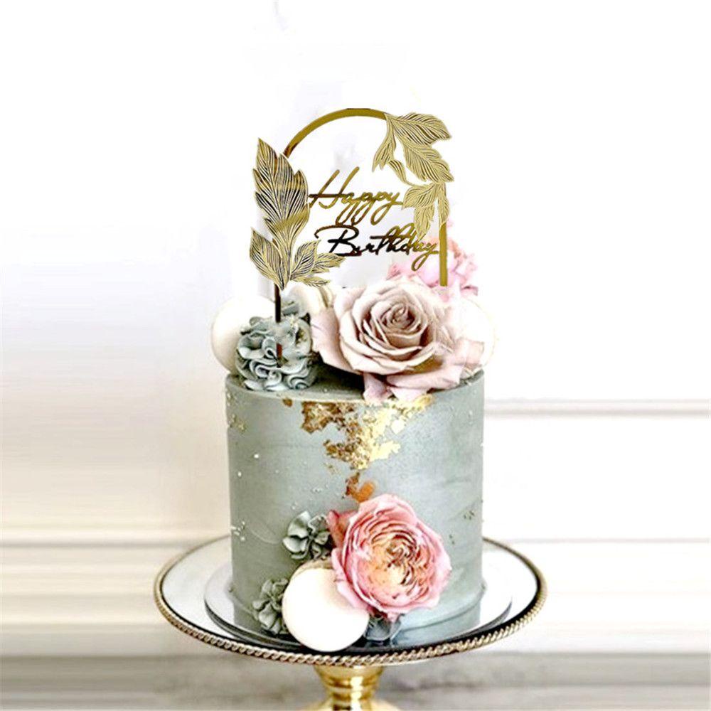 YNATURAL Cây Cắm Trang Trí Bánh Kem Hình Vòm Màu Vàng Dùng Cho Tiệc Sinh Nhật