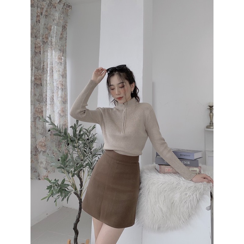 CHÂN VÁY CHỮ A GÂN GIỮA