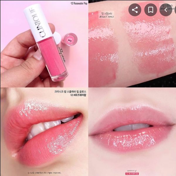 Son dưỡng Clinique pop splash màu 12 Rosewater Pop 1.5ml