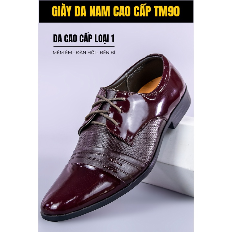 Giày da nam phong cách công sở cao cấp thiết kế cao cổ hàn quốc màu nâu đẹp bảo hành 5 năm TM90 TIMAN
