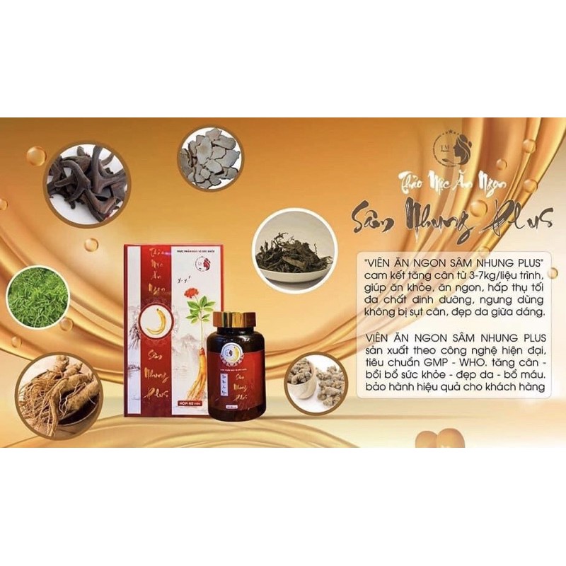 Tăng cân Sâm nhung plus 60v [ Kèm Thẻ Bảo Hành Không Tăng Hoàn 100% ] | BigBuy360 - bigbuy360.vn