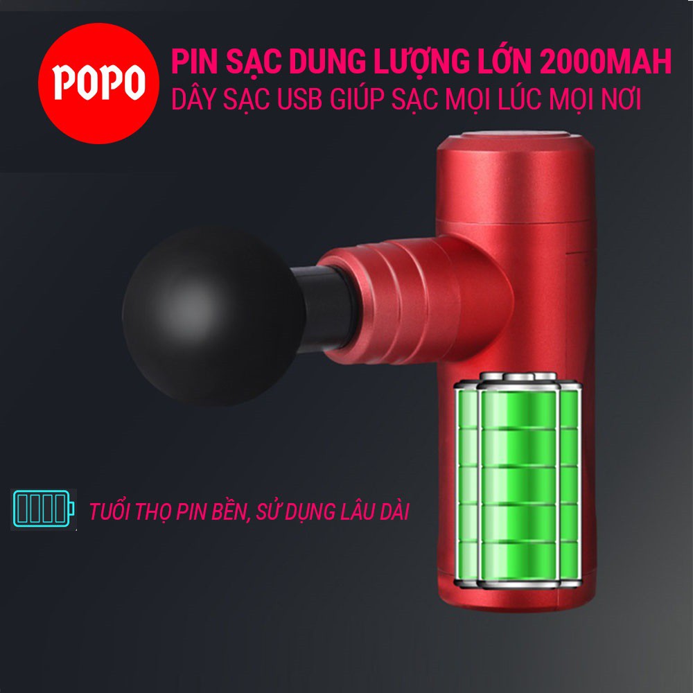 Máy Massage FG09mini (Hộp cứng) làm giảm đau căng tức cho cơ bắp có 6 đầu massage, có hợp đựng cao cấp chống sốc POPO