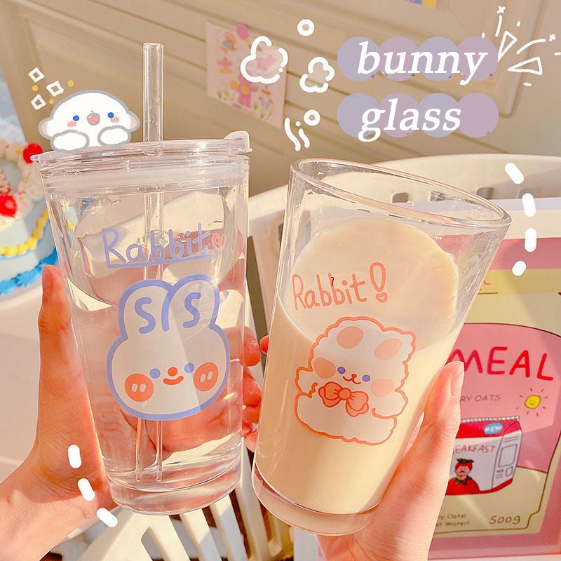 Cốc, Ly Thủy Tinh Uống Trà, Cafe Fruit Bunny Đáng Yêu