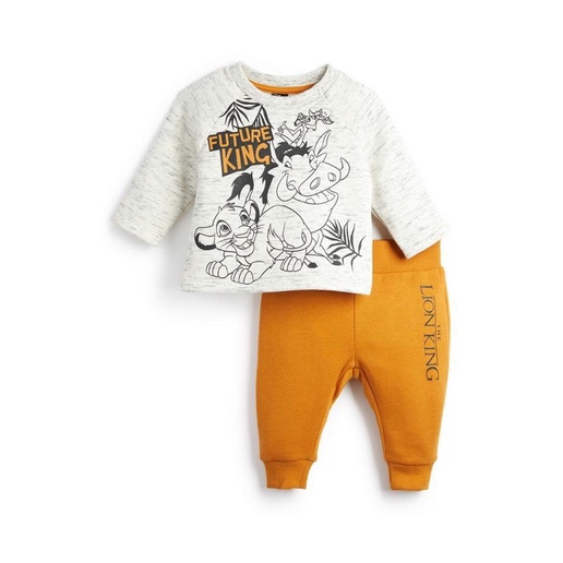 Bộ nỉ bông Lion xám vàng Primark 0-3 tuổi (có ảnh thật)