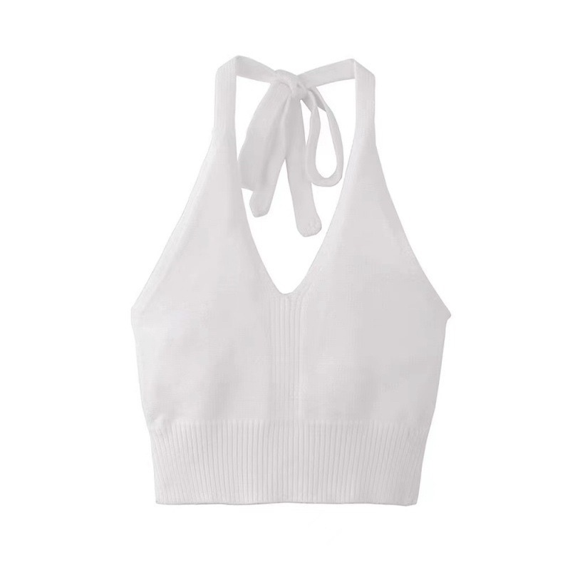 Áo Croptop yếm cột nơ sau chất dệt kim trẻ trung năng động Freesize | BigBuy360 - bigbuy360.vn