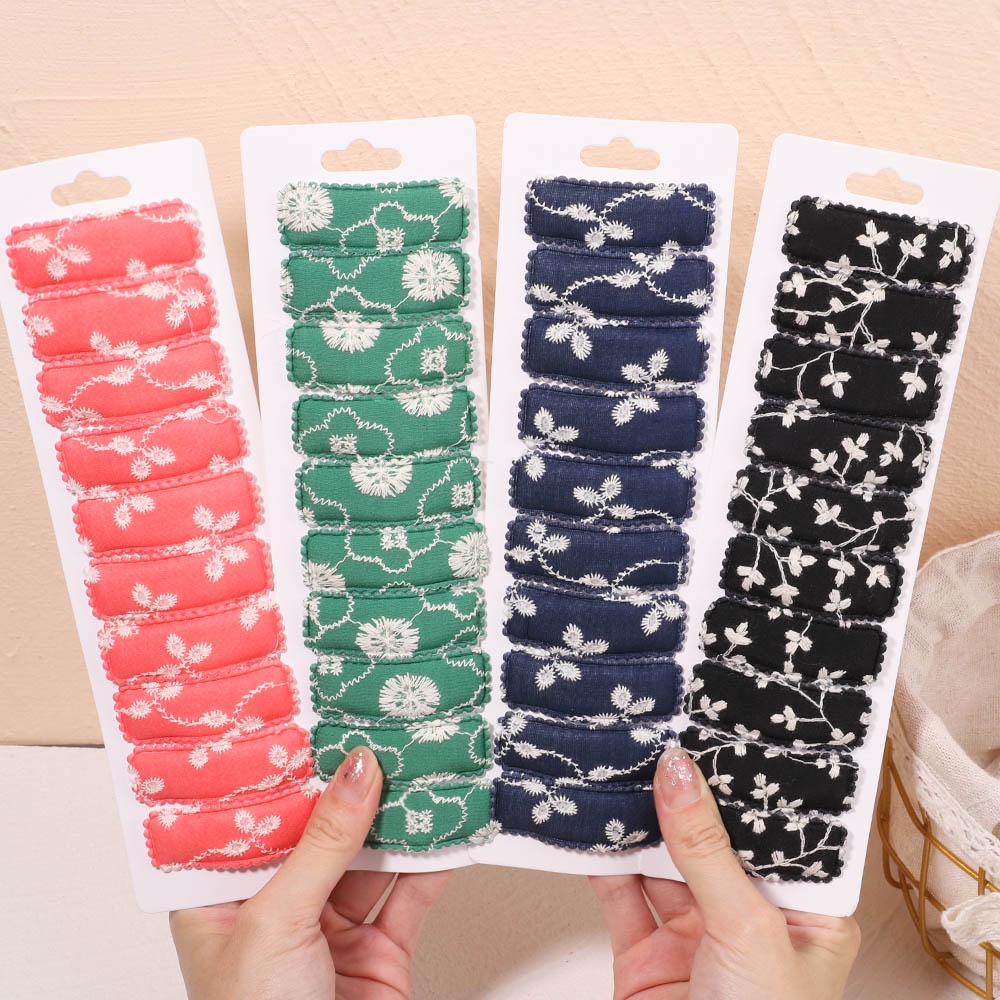 Set 10 kẹp tóc KIDSBOWS kim loại họa tiết thêu thời trang cho bé gái